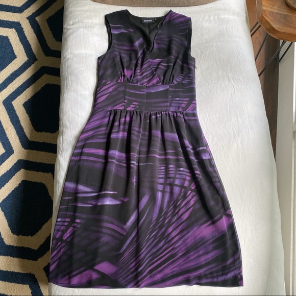 💜 PROMISS PURPLE BLACK ABSTRACT COCKTAIL DRESS! - Picture 5 of 11